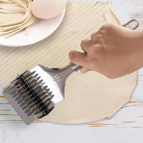 Adbeni Stainless Steel Noodle Cutter Roller Pack of 2 | Multi-Purpose Dough Lattice Roller & Pasta Maker | Kitchen Tool for Pastry, Pizza & Baking with Easy-Grip Handle & Hanging Loop - Image 4
