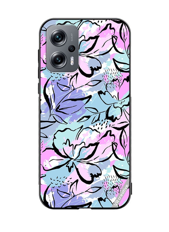 Protective Case Cover For Xiaomi Redmi K50i Abstract Flowers Print Design Multicolour