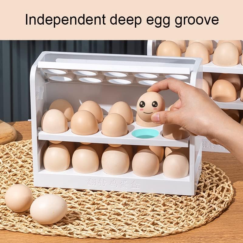 3Set Egg Holder for Refrigerator 30 Grid Egg Tray for Refrigerator 3 Layer Organizer Bins Reusable Egg Container for Refrigerator Side Door Plastic Egg Storage po1  - Image 4