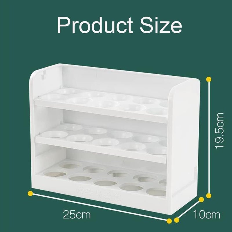 3Set Egg Holder for Refrigerator 30 Grid Egg Tray for Refrigerator 3 Layer Organizer Bins Reusable Egg Container for Refrigerator Side Door Plastic Egg Storage po1  - Image 2