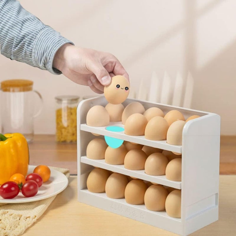 3Set Egg Holder for Refrigerator 30 Grid Egg Tray for Refrigerator 3 Layer Organizer Bins Reusable Egg Container for Refrigerator Side Door Plastic Egg Storage po1  - Image 5