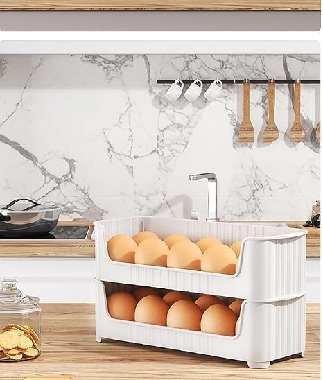 3Set Egg Holder for Refrigerator 30 Grid Egg Tray for Refrigerator 3 Layer Organizer Bins Reusable Egg Container for Refrigerator Side Door Plastic Egg Storage po1  - Image 3