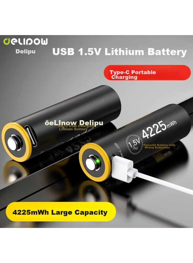 Delipow Usb Rechargeable Battery, Aa Lithium Battery, 4070mah Large Capacity, 1.5v Constant Voltage, With Type-c Fast Charging Cable, Suitable For Electronic Locks/mice/game Controllers, Heiwu Kong - Image 3