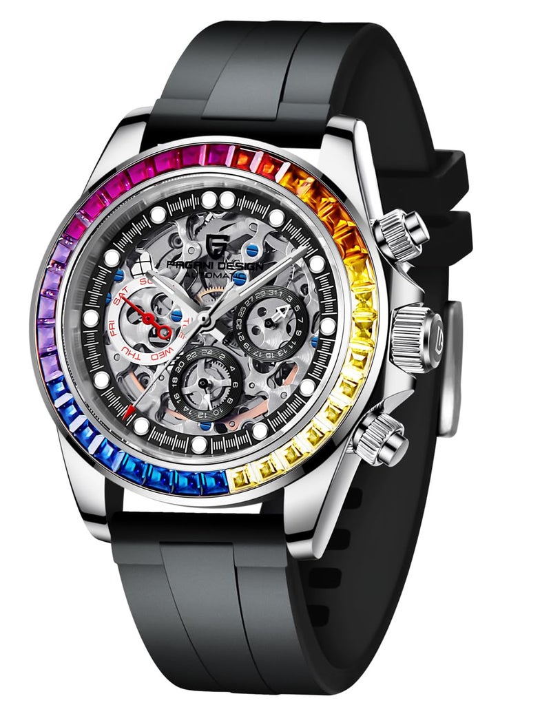 PAGRNE DESIGN Pagani Design Skeleton Design Mechanical Waterproof Watch Sapphire Crystal High Precision Men's Luxury Luxury Watches - Image 1