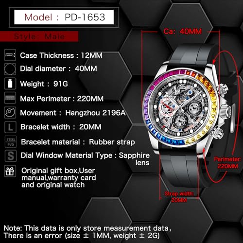 PAGRNE DESIGN Pagani Design Skeleton Design Mechanical Waterproof Watch Sapphire Crystal High Precision Men's Luxury Luxury Watches - Image 4