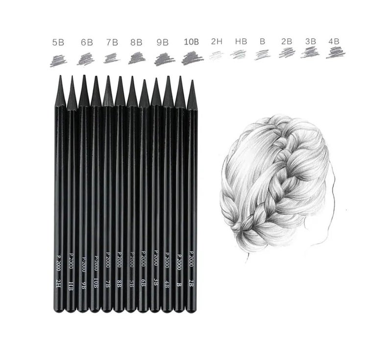 PUSHKH Professional Sketching & Drawing Artist Pencils, Pencils Pack of 12 with B 2B 3B 4B 5B 6B 7B 8B 9B 10B HB 2H - Image 5