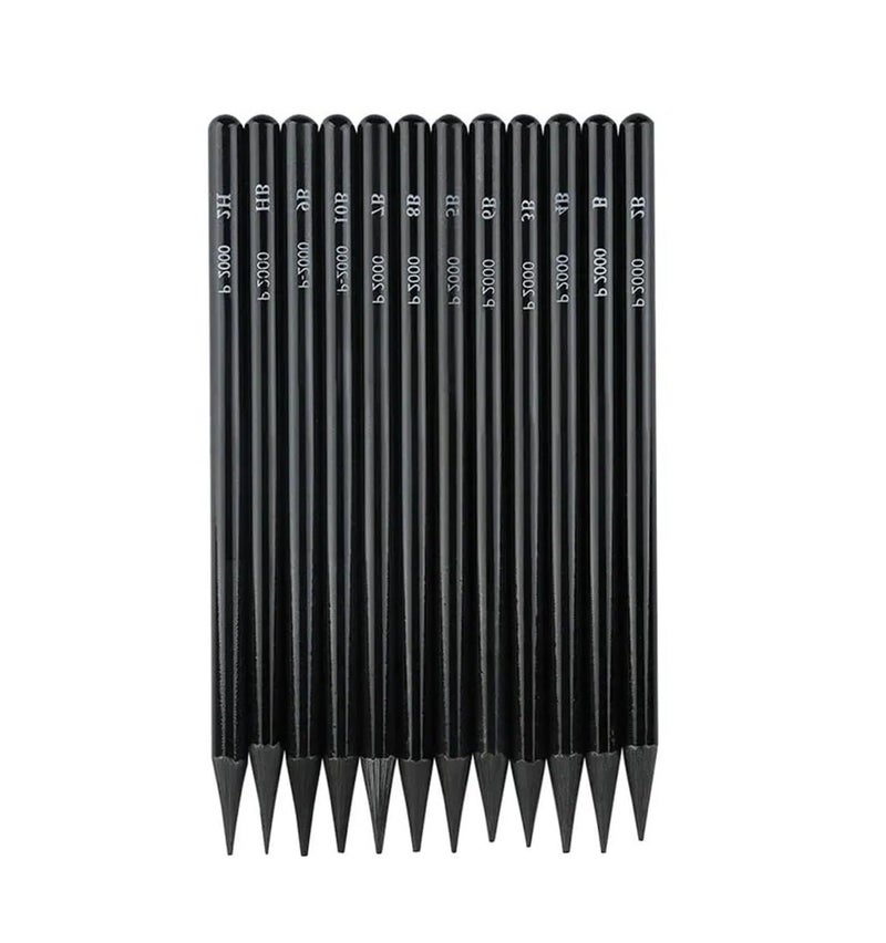 PUSHKH Professional Sketching & Drawing Artist Pencils, Pencils Pack of 12 with B 2B 3B 4B 5B 6B 7B 8B 9B 10B HB 2H - Image 1
