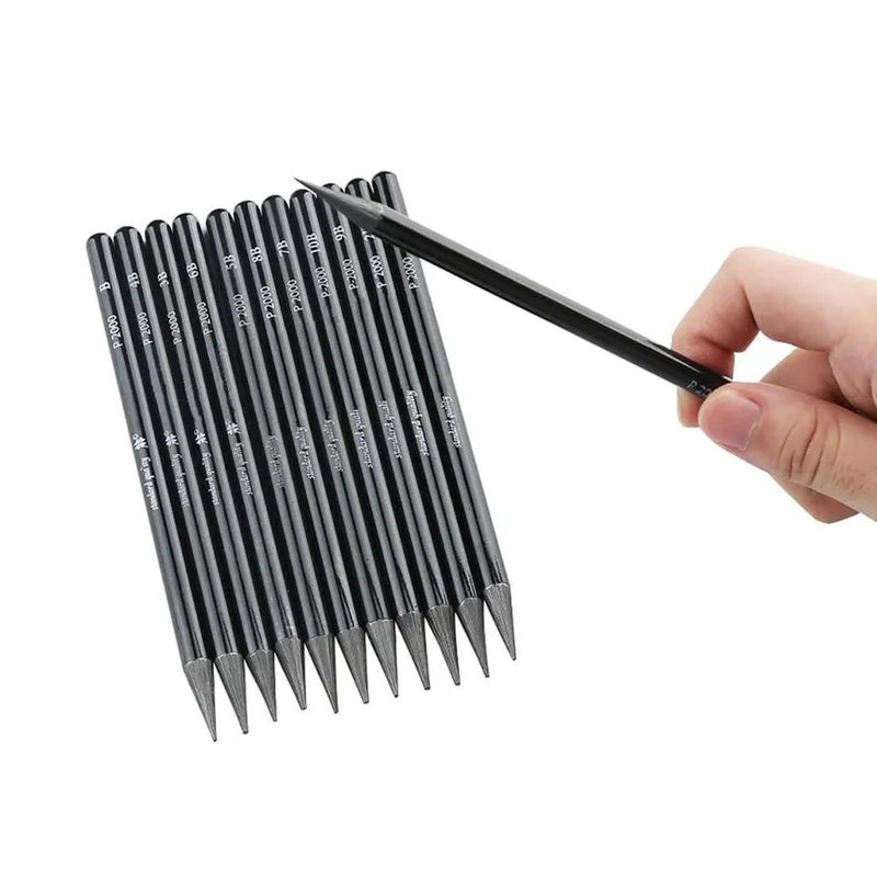 PUSHKH Professional Sketching & Drawing Artist Pencils, Pencils Pack of 12 with B 2B 3B 4B 5B 6B 7B 8B 9B 10B HB 2H - Image 2