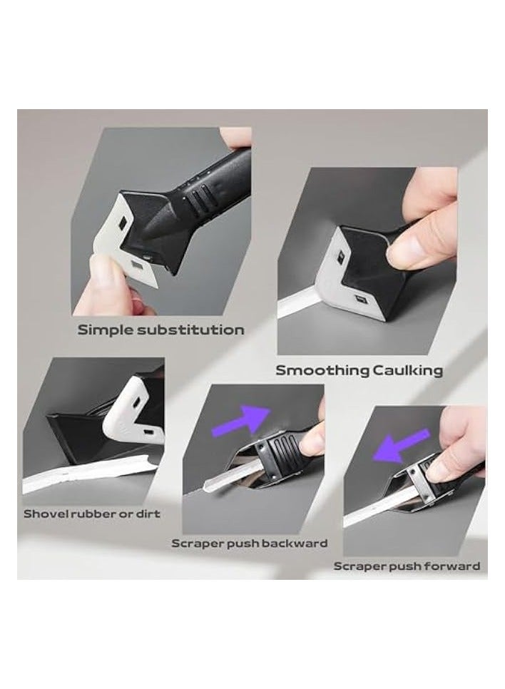 بروماس أداة إزالة الجص، 26 قطعة 3 في 1 مجموعة أدوات السد السيليكون مع مزيل السد لإزالة الجص، مكشطة زاوية الغراء الزجاجي، مجموعة مكشطة الجص للحمام، المطبخ، الأرضية، النافذة، مفصل الحوض - Image 2