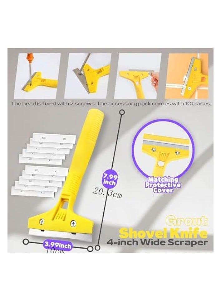 بروماس أداة إزالة الجص، 26 قطعة 3 في 1 مجموعة أدوات السد السيليكون مع مزيل السد لإزالة الجص، مكشطة زاوية الغراء الزجاجي، مجموعة مكشطة الجص للحمام، المطبخ، الأرضية، النافذة، مفصل الحوض - Image 3