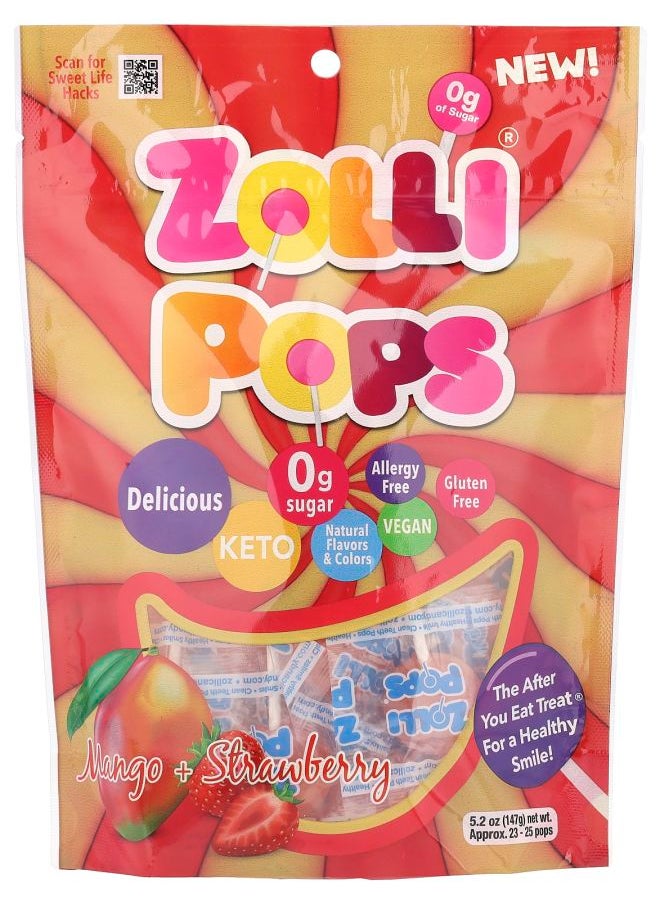 ZOLLIPOPS Suckers Mango + Strawberry 5.2 oz (147 g) 