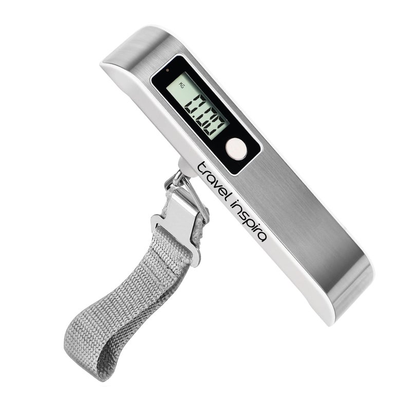 travel inspira Luggage ScaleDigital Luggage ScalesBaggage Scale with Overweight Alert LCD Display 110LB 50KG Stainless Steel White - Image 3