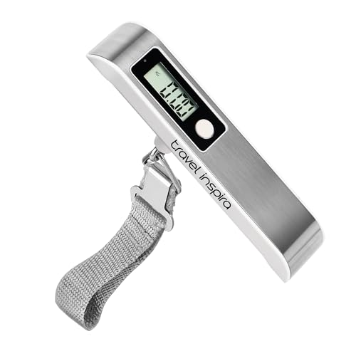 travel inspira Luggage ScaleDigital Luggage ScalesBaggage Scale with Overweight Alert LCD Display 110LB 50KG Stainless Steel White - Image 1