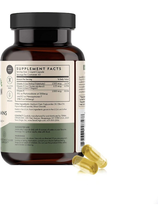Terra Origin Adk Essential Vitamins - 60 High Potency Liquid Capsules, Vegan, Non-Gmo, Gluten Free, Made In The Usa - Image 2