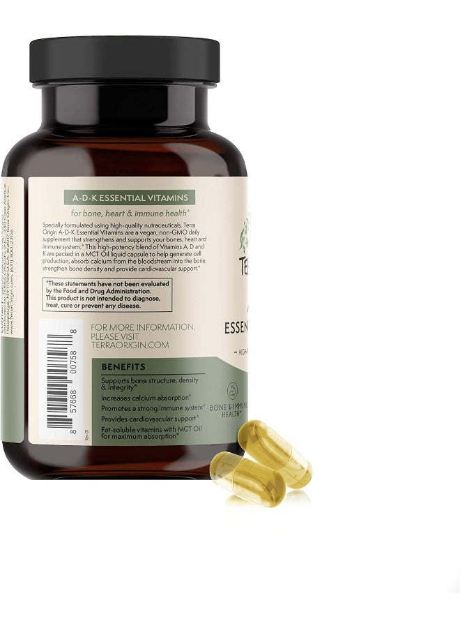Terra Origin Adk Essential Vitamins - 60 High Potency Liquid Capsules, Vegan, Non-Gmo, Gluten Free, Made In The Usa - Image 3
