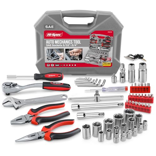 Hi-Spec HiSpec Tools 67pc SAE Auto Mechanics Hand Tool Kit Set Complete Car Motorcycle Engine Garage Repairs with Sockets Ratchet Wrench Pliers More - Image 1