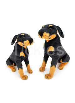 Tickles Tickles Soft Stuffed Plush Animal Rottweiler Dog Mother with Baby Laying Toy for Kids Room (Size: 39 cm Color: Brown and Black)  - Image 1
