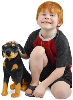 Tickles Tickles Soft Stuffed Plush Animal Rottweiler Dog Mother with Baby Laying Toy for Kids Room (Size: 39 cm Color: Brown and Black)  - Image 3