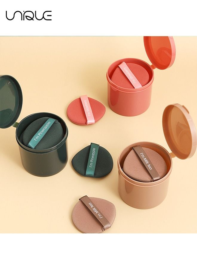 Unique 21Pcs Soft Makeup Puff With a Storage Box, Triangle Puff, Round Puff, Reusable Makeup Sponge, Liquid Foundation and Powder Puff, Non-latex Sponge (Waterdrop, Brown/Pink/Green) - Image 2