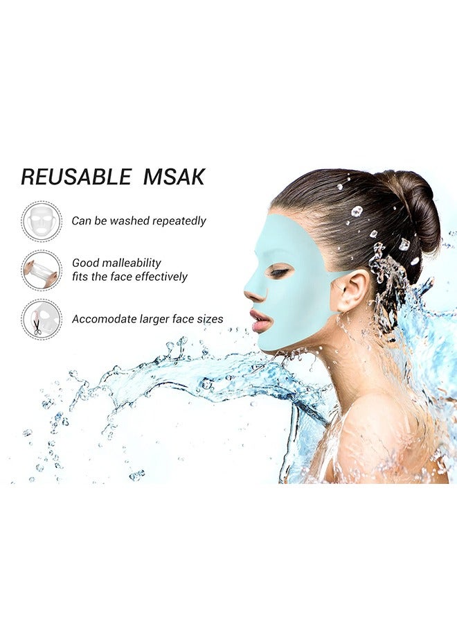 MAANGE 4 Pcs Silicone Facial Mask, Reusable 3D Face Mask Cover, Prevent Evaporation Masks Face Care Tool (Black, White, Blue, Pink) - Image 2