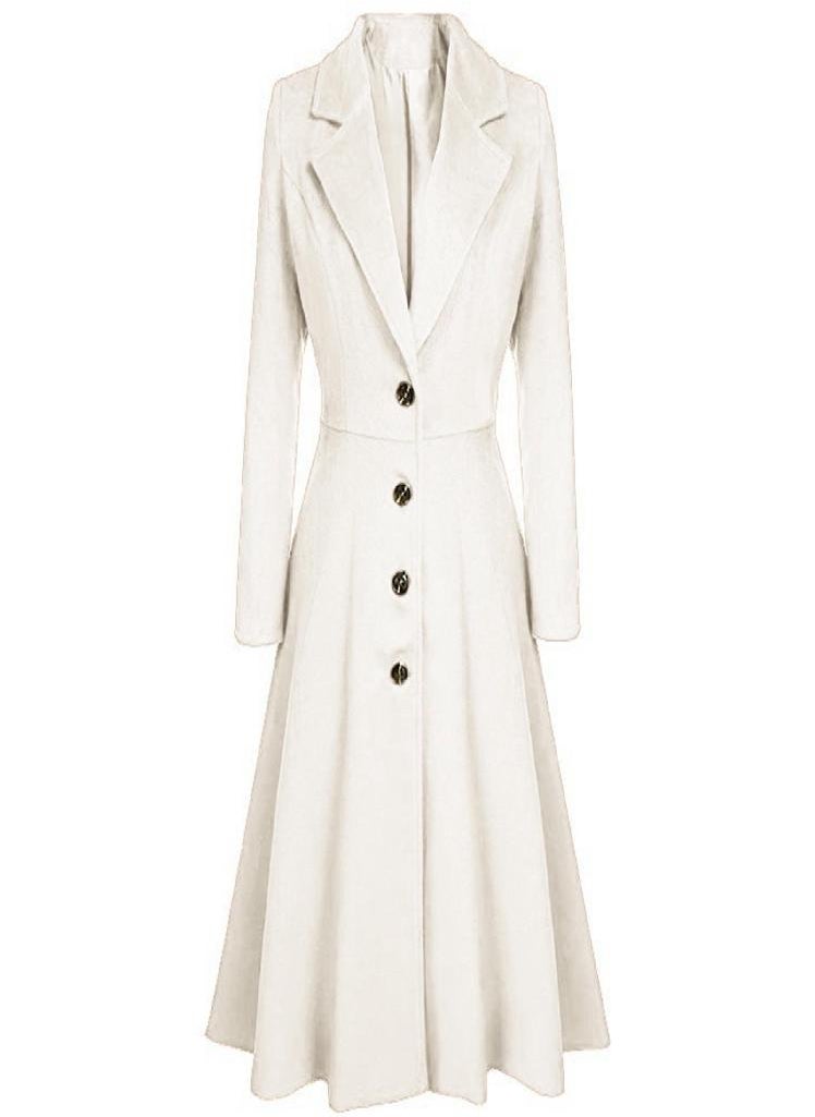 Eckek - Women's Woolen Blend Coats Coat Lapel Wrap Swing Flared Winter Long Overcoat Jacket - Image 1