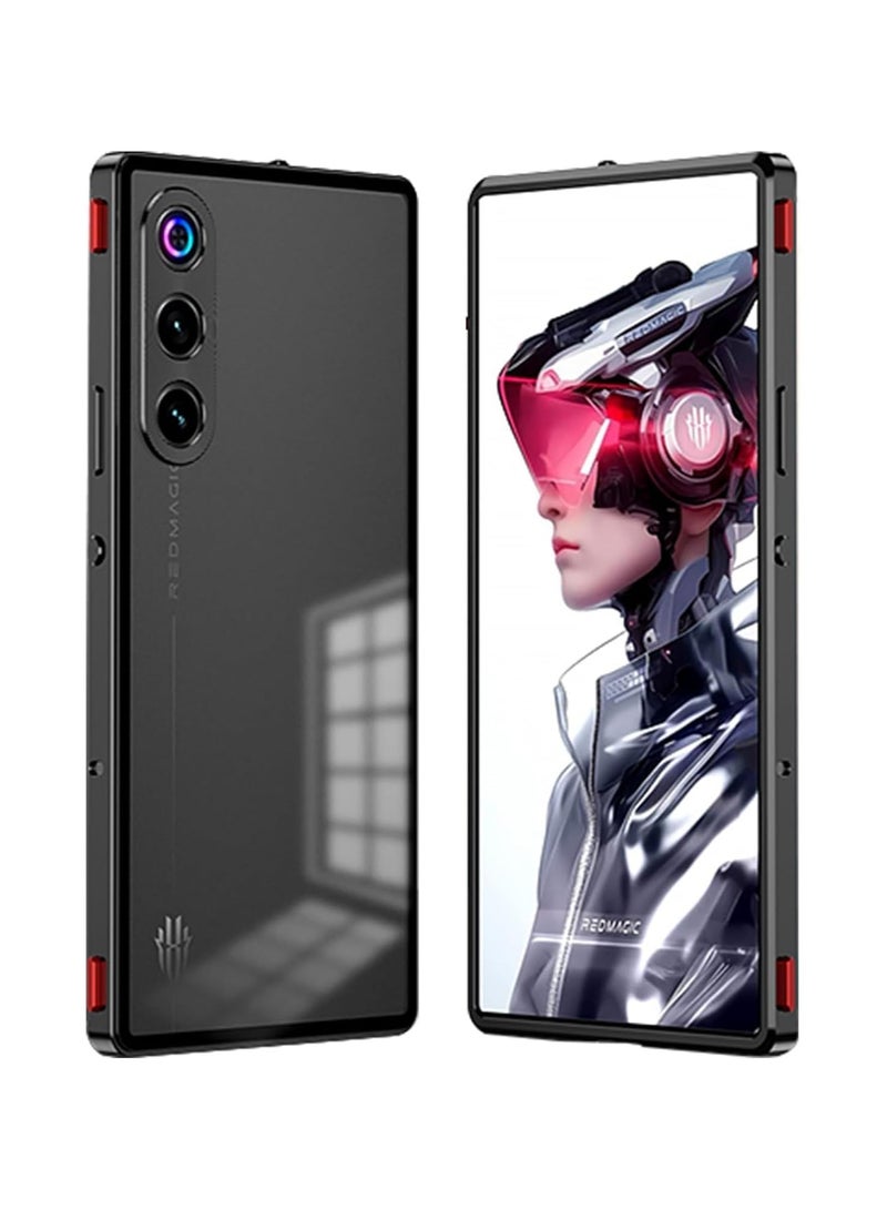 غطاء حماية لهاتف ZTE Nubia Red Magic 10 Air موديل 2025 بإطار معدني مغناطيسي وغطاء خلفي من زجاج مقوى شبه شفاف ماتي يوفر مقاومة للانزلاق والصدمات مع حماية خاصة لعدسة الكاميرا