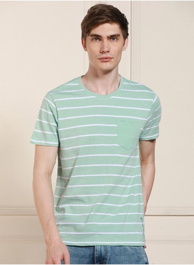 Dennis Lingo Regular Fit Light Blue Cotton-Poly T-Shirt Crew Neck  - Image 2