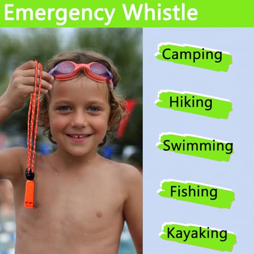 Amzonly Emergency Whistle, 120db Safety Whistle Survival Shrill Loud for Camping Hiking Hunting Boating Fishing Life Vest Jacket Rescue Signaling Kids Lifeguard 5 Pack Green - Image 3