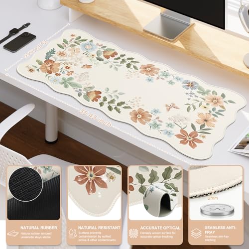 iCasso XXL Large Mouse Pad for Desk, Anti-Slip Big Mousepad with Stitched Edges, Keyboard Pad Mouse Mat for Computer (Beige) - Image 2