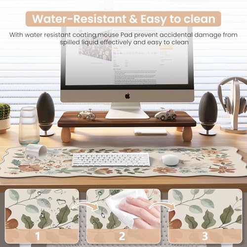 iCasso XXL Large Mouse Pad for Desk, Anti-Slip Big Mousepad with Stitched Edges, Keyboard Pad Mouse Mat for Computer (Beige) - Image 5