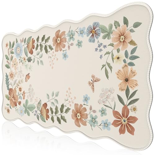 iCasso XXL Large Mouse Pad for Desk, Anti-Slip Big Mousepad with Stitched Edges, Keyboard Pad Mouse Mat for Computer (Beige) - Image 1
