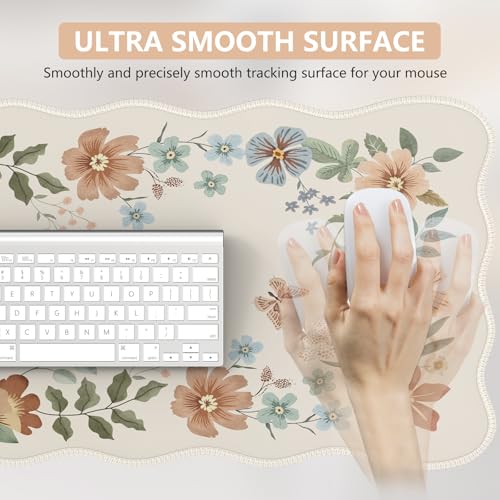 iCasso XXL Large Mouse Pad for Desk, Anti-Slip Big Mousepad with Stitched Edges, Keyboard Pad Mouse Mat for Computer (Beige) - Image 3