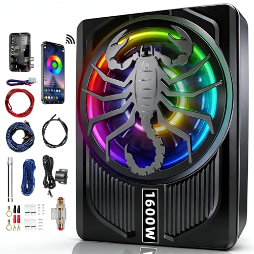 WDiYA Upgrade1600W Under Seat Subwoofer | 10" Slim Car Sub with Built-in Amp, RGB LED Lights, APP Control | Independent Bass Knob, LPF, Gain, Bass Boost | High Output Deep Bass Distortion-Free Audio - Image 1