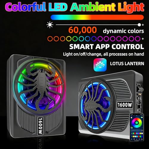 WDiYA Upgrade1600W Under Seat Subwoofer | 10" Slim Car Sub with Built-in Amp, RGB LED Lights, APP Control | Independent Bass Knob, LPF, Gain, Bass Boost | High Output Deep Bass Distortion-Free Audio - Image 3