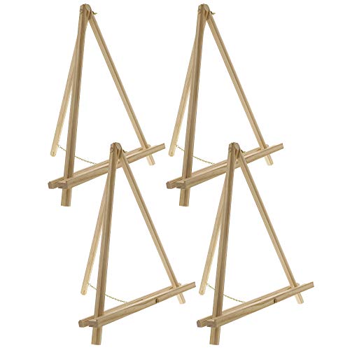 طقم 4 حاملات لوحات طاولة من الخشب الطبيعي 16 من US Art Supply قابلة للتعديل على شكل A للوحة الرسم الحفلات العلامات حامل لوحات الطاولة لحامل اللوحات الحرفية الصور