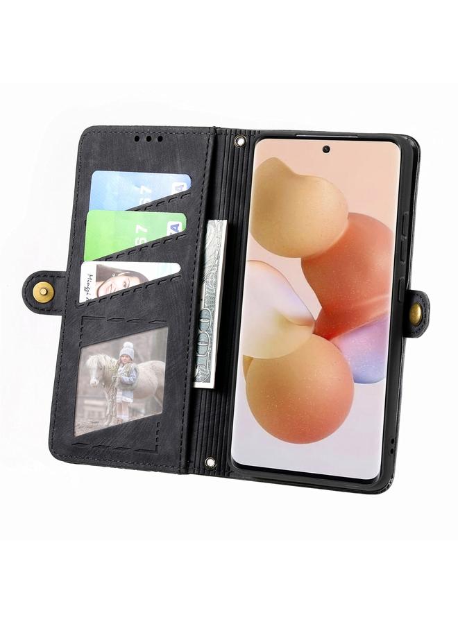 إيروريكس جراب هاتف Xiaomi 12 Lite بتصميم هندسي وسحاب ومشبك جانبي من الجلد - Image 3