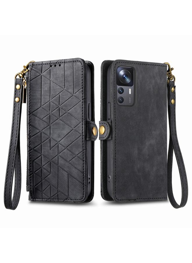 إيروريكس جراب هاتف Xiaomi 12 Lite بتصميم هندسي وسحاب ومشبك جانبي من الجلد - Image 2