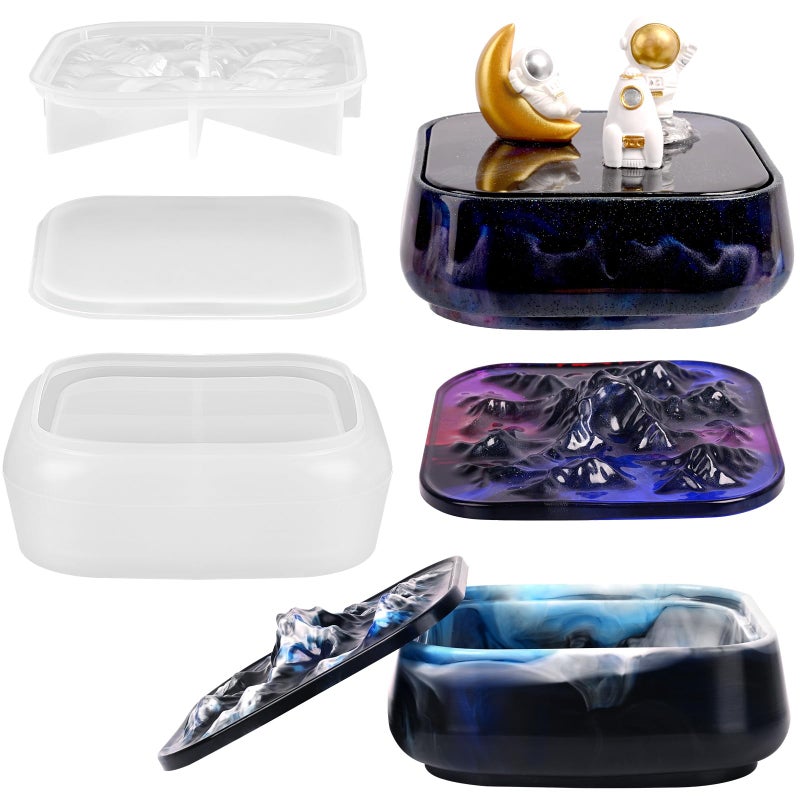 Moukiween Large Storage Box Molds with Lid Resin Jar Mold Silicone Box Mold for Storage Jewelry Epoxy Casting DIY Crafts