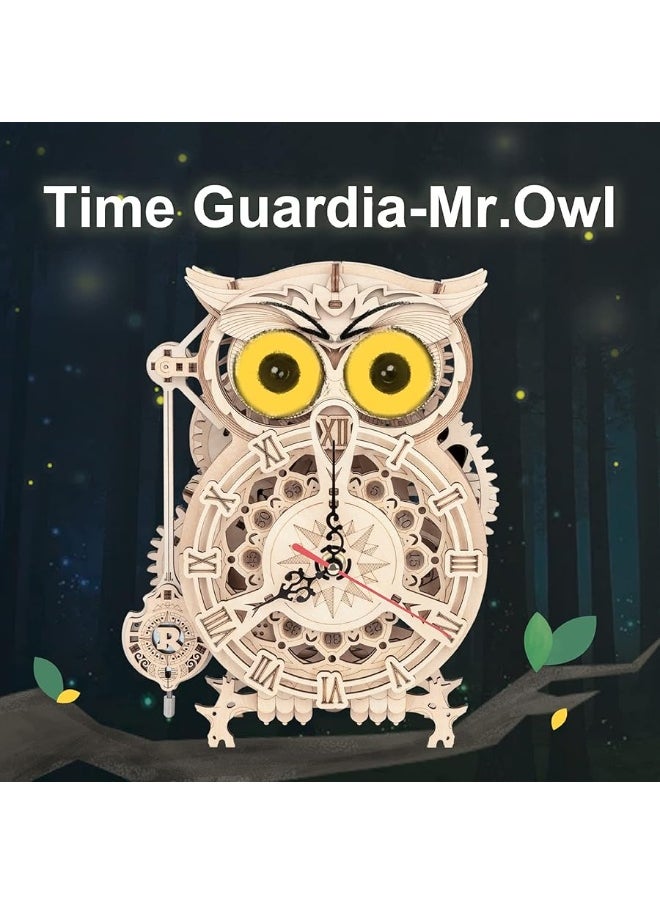 RoWood RoWood 3D Puzzles for Adults, Wooden Model Kits for Adults to Build, Birthday Gift for Adults & Teens (161 PCS)- Owl Clock  - Image 1