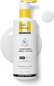 SunScoop 5 Niacinamide Daily Moisture Sunscreen Body Lotion SPF 50 PA 24Hours Moisturization Reduces Pigmentation Smoothens the Skin 200ml - Image 1