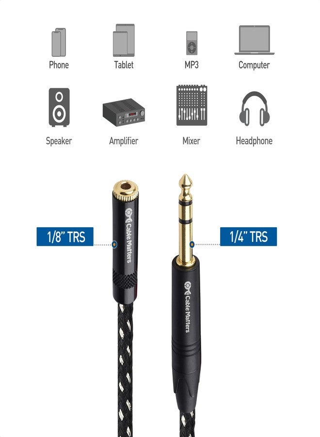 Cable Matters 6.35mm to 3.5mm Headphone Adapter Cable 6 ft, (1/4 Male to 1/8 Female, 3.5mm to 1/4 Adapter, AMP to Headphone Converter Cable) in Black - Image 3