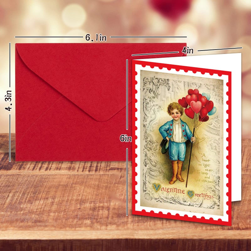 Whaline 24 Pack Vintage Valentine's Day Cards with Envelopes Victorian Valentine Postcard Blank Note Cards for Lover Wedding Party Favor - Image 3