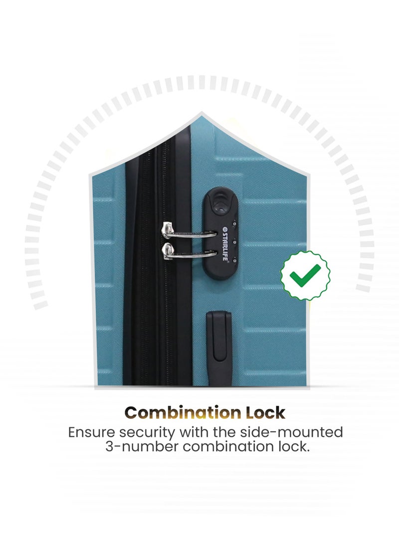 ستار لايف مجموعة حقائب سفر بعجلات من الجانب الصلب ABS مكونة من 3 قطع بعجلات دوارة مع قفل أرقام - Image 3