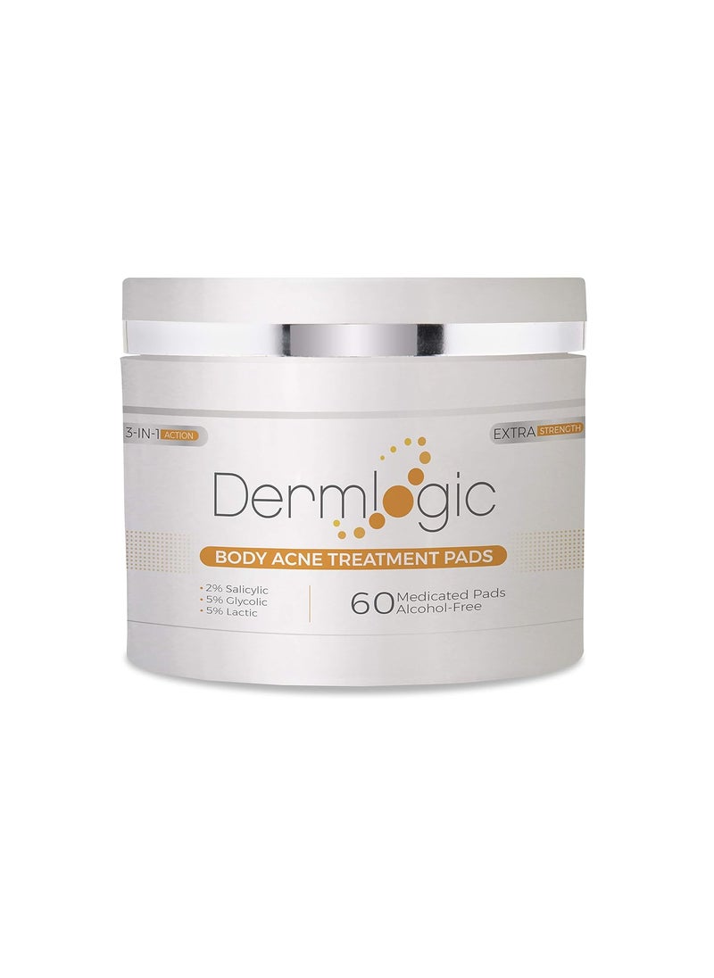 Dermlogic Acne Treatment PadsContains Glycolic Lactic Salicylic Acid Eliminates Oily Skin Clogged Pores  Cystic Breakouts Removes Dark Spots Whitehead  Blackhead Pimples for Face  Body 
