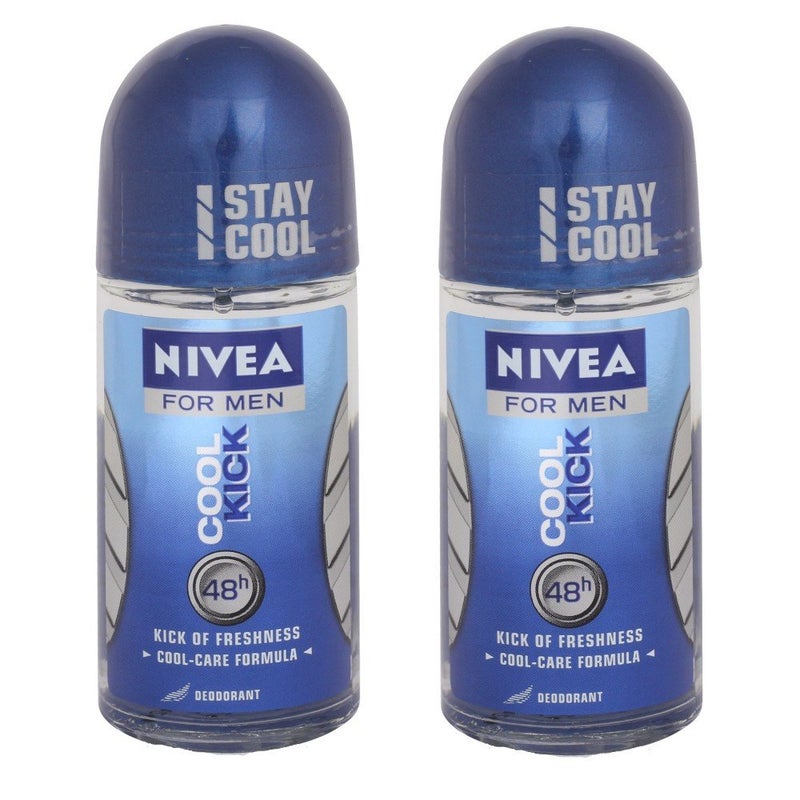Nivea Cool Kick Roll On For Men, 50ml (Pack of 2)