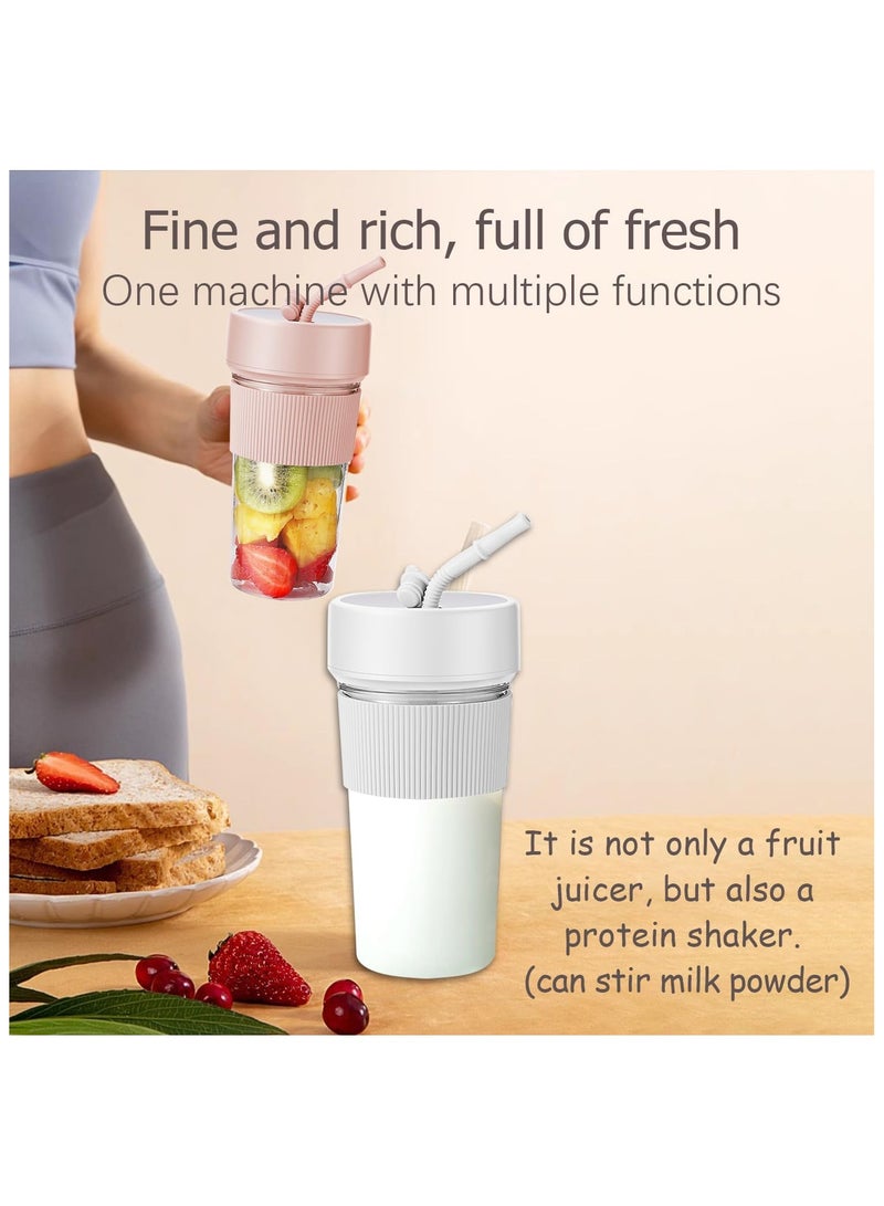 Hihonor Mini Portable Blender Cup and Travel Lid,11.83 OZ BPA-Free Personal Blender,with USB Charging, Type-c Charging Port,Makes Smoothies and Shakes Creamy, Fruit Juicer for Kitchen, Travel, Gym White - Image 5