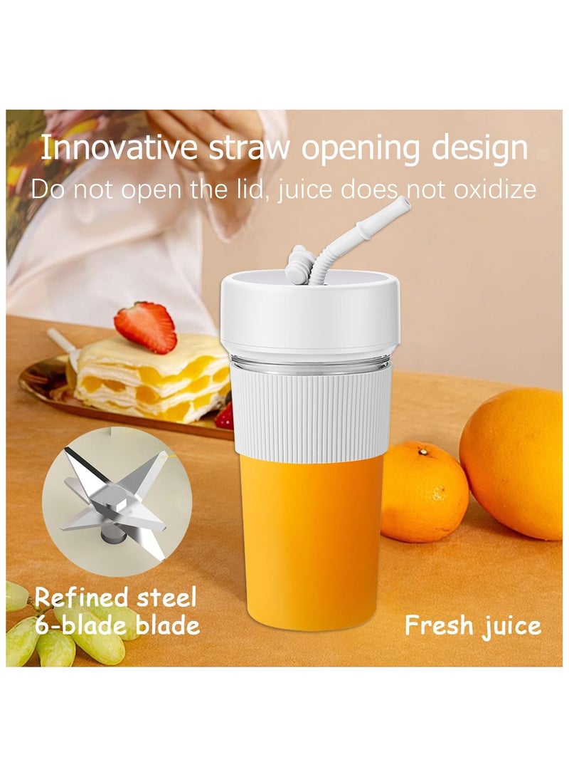 Hihonor Mini Portable Blender Cup and Travel Lid,11.83 OZ BPA-Free Personal Blender,with USB Charging, Type-c Charging Port,Makes Smoothies and Shakes Creamy, Fruit Juicer for Kitchen, Travel, Gym White - Image 4