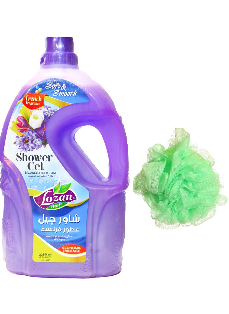 لوزان لوزان جل استحمام باعطور فرنسية 2250 مل + لوفا متعدد الالوان  - Image 1