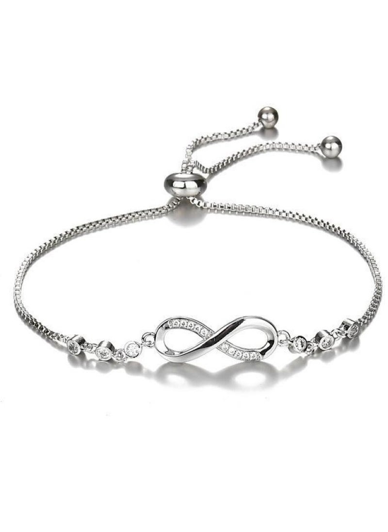 RATSAW - Bracelet for Women Silver Plated Bracelet Cubic Zirconia Adjustable Love Heart Bracelets - Image 1