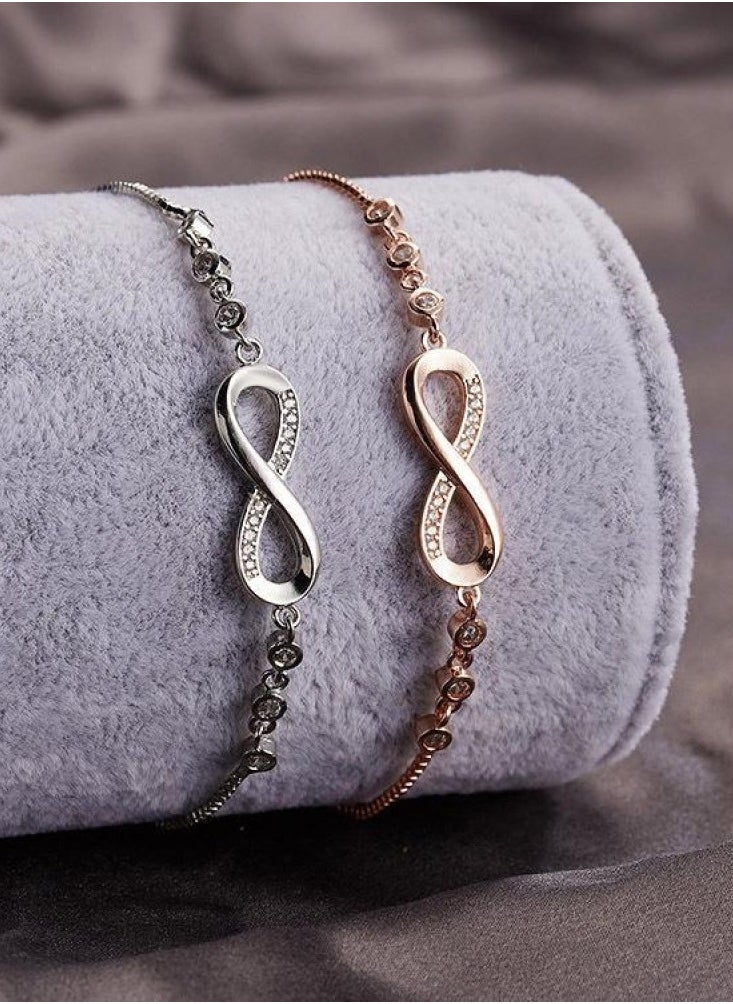 RATSAW - Bracelet for Women Silver Plated Bracelet Cubic Zirconia Adjustable Love Heart Bracelets - Image 1